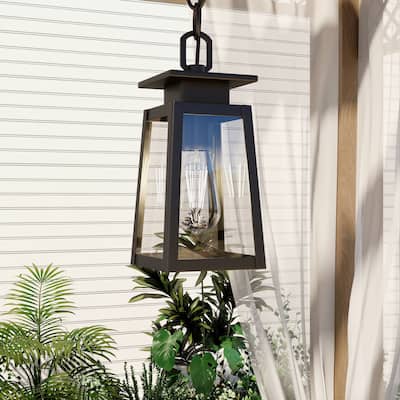1-Light Black Outdoor/Indoor Pendant - 5"x5"x10.43"