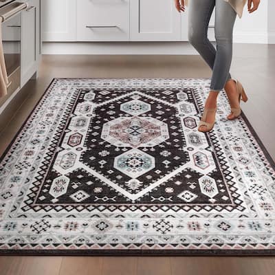 Well Woven Kings Court Kama Tribal Medallion Washable Low Pile Rug