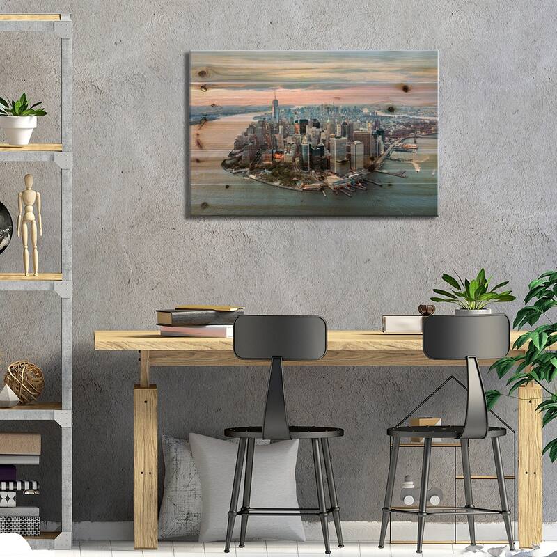 Lower Manhattan Peninsula At Sunset, New York City, New York, USA Print On Wood by Matteo Colombo - Multi-Color