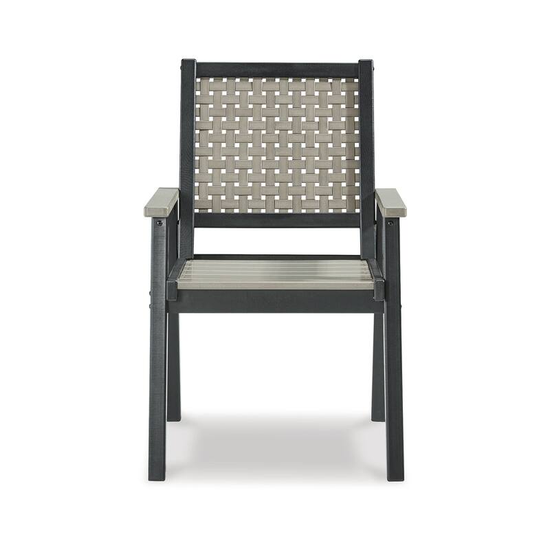 Signature Design by Ashley Mount Valley Black/Beige Outdoor Arm Chair Set (Set of 2) - 25"W x 25"D x 37"H