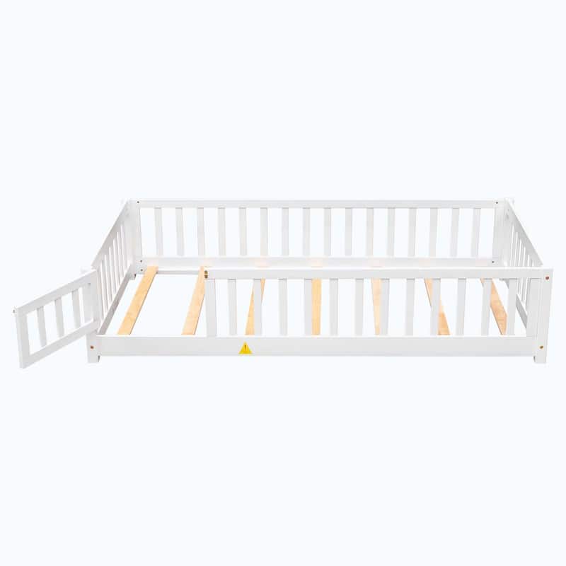 Durable Floor Platform Bed with Fence