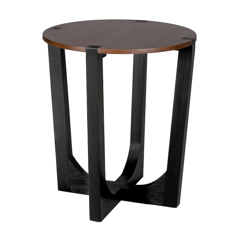 Acacia Solid Wood Side Table, Durable Acacia Solid Wood Frame, Brown & Black Color