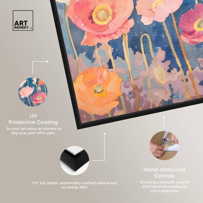 Pastel Poppies Canvas by Art Remedy