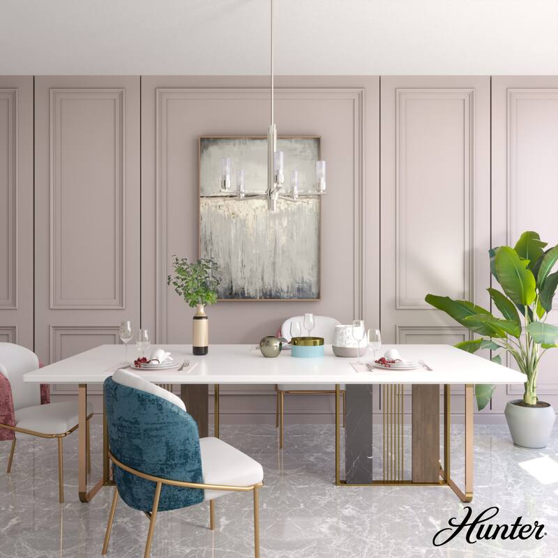 Hunter Gatz Ribbed Glass Chandelier - Dining Room, Kitchen Island, Entry - Glam, Contemporary, Transitional