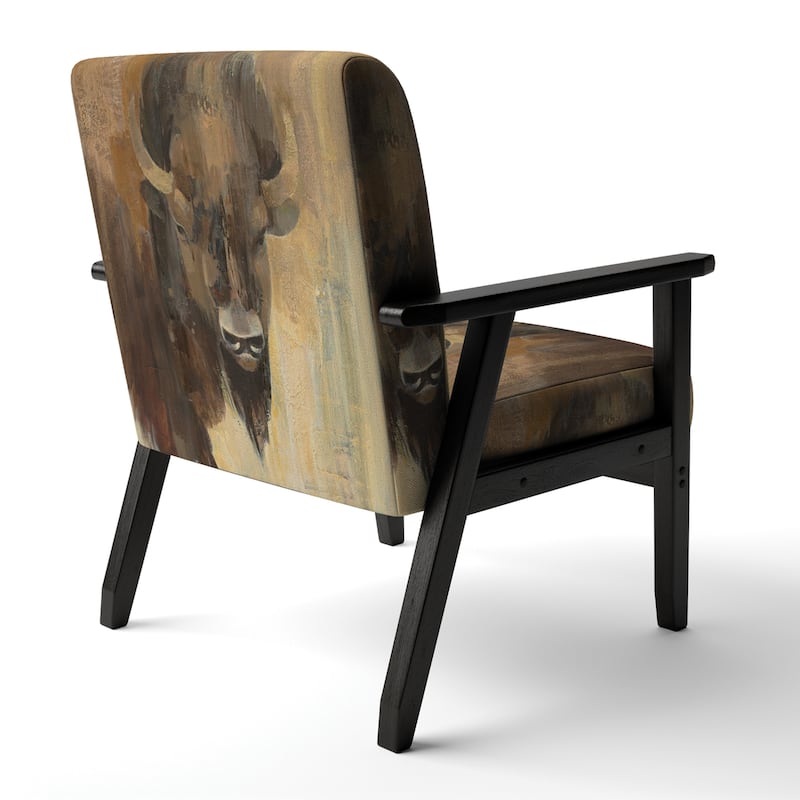 Designart "Into The Wild Gold Buffalo" Upholstered Modern Farmhouse Accent Chair - Arm Chair