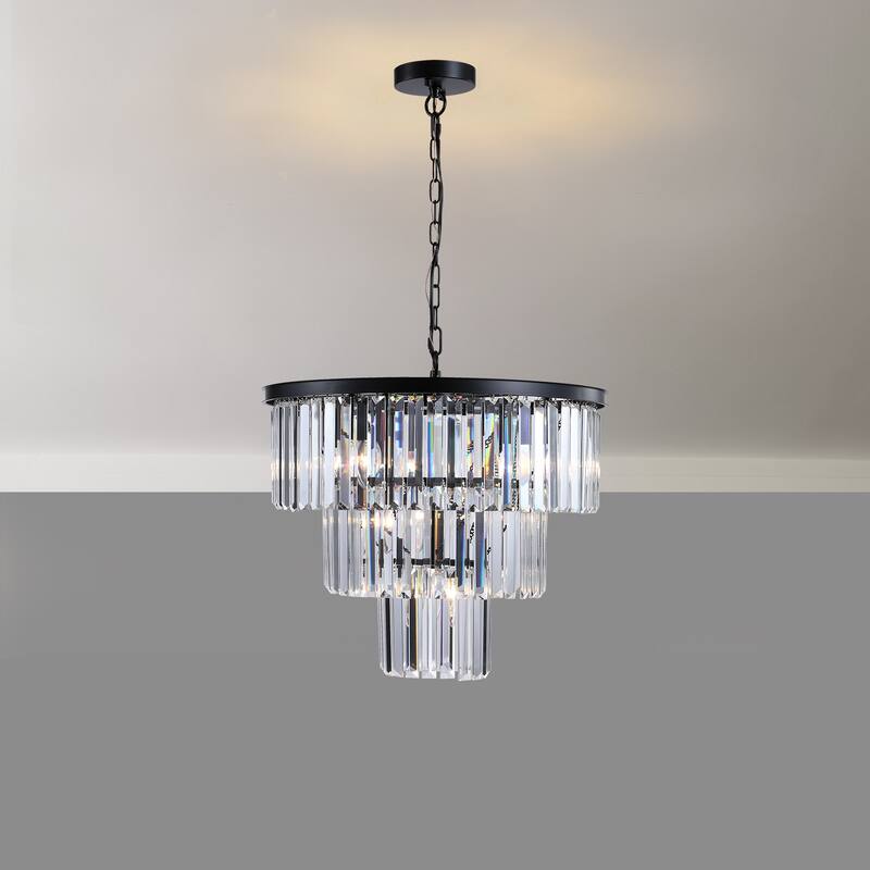 Modern Luxury 3-Tier Crystal Chandelier, 7-Light Ceiling Lighting with Adjustable Hanging Length, for Living Room, Dining Room
