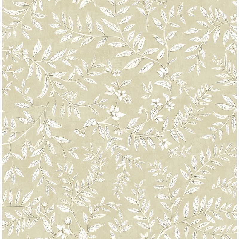 Daisy Bennett Designs Vining Leaf Trail Premium Matte Non-Woven Peel and Stick Wallpaper - 20.5 in. W x 18 ft. L - Milled Oat