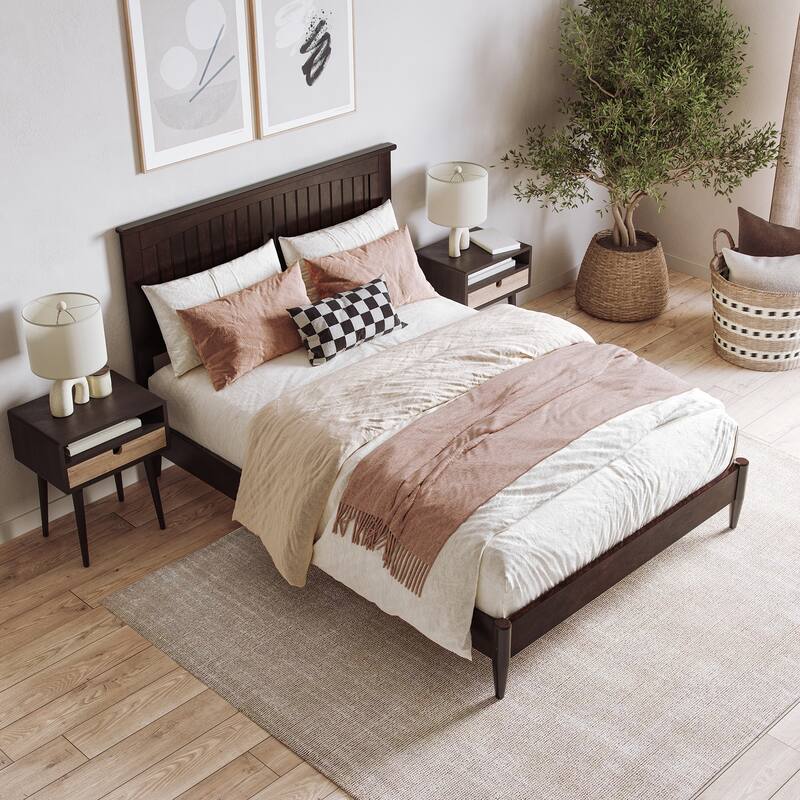 Naples Full Solid Wood Low Profile Platform Bed in Espresso