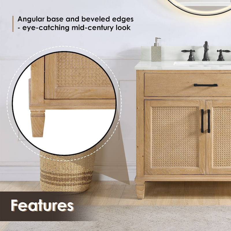 Altair Solana Bath Vanity with Calacatta White Quartz Stone Countertop without Mirror