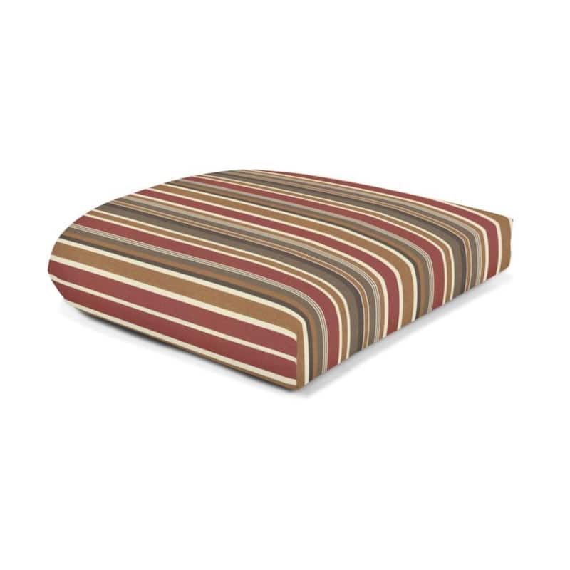 Sunbrella Stripe Fabric 1-Piece Indoor/Outdoor Wicker Seat Pad Cushion, 19.5"W x 19.5"L
