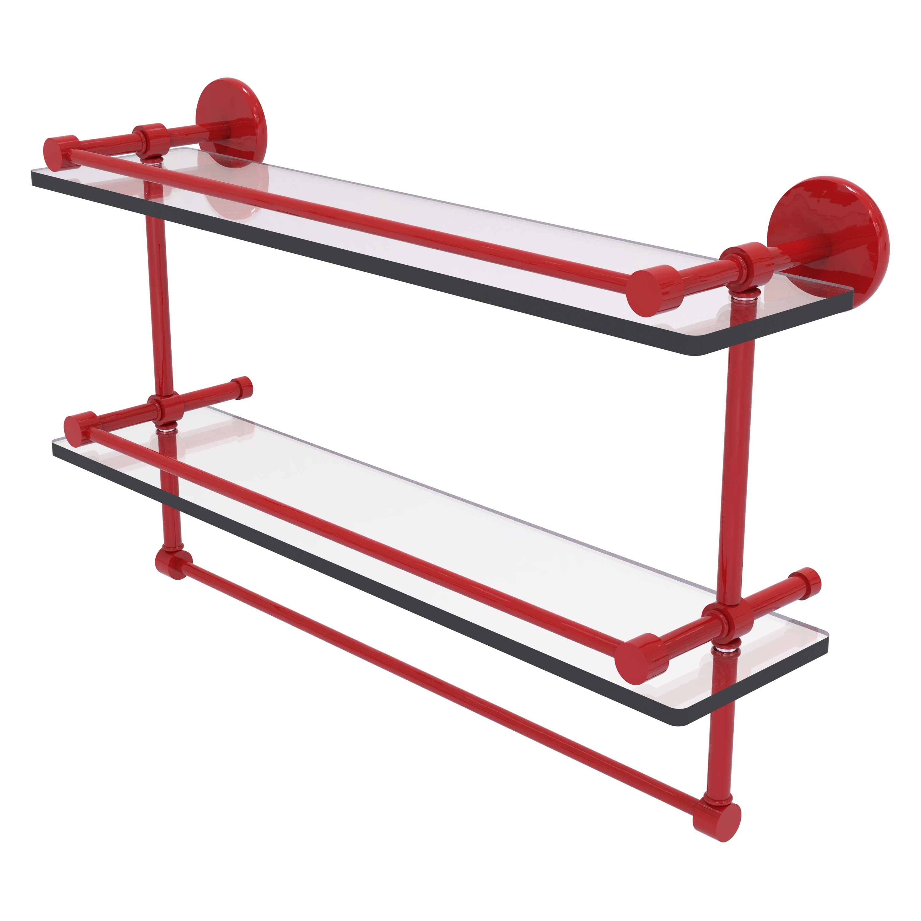 Allied Brass 16 Inch Gallery Double Glass Shelf with Towel Bar