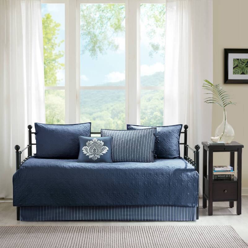 Madison Park Mansfield 6 Piece Reversible Daybed Cover Set - Navy