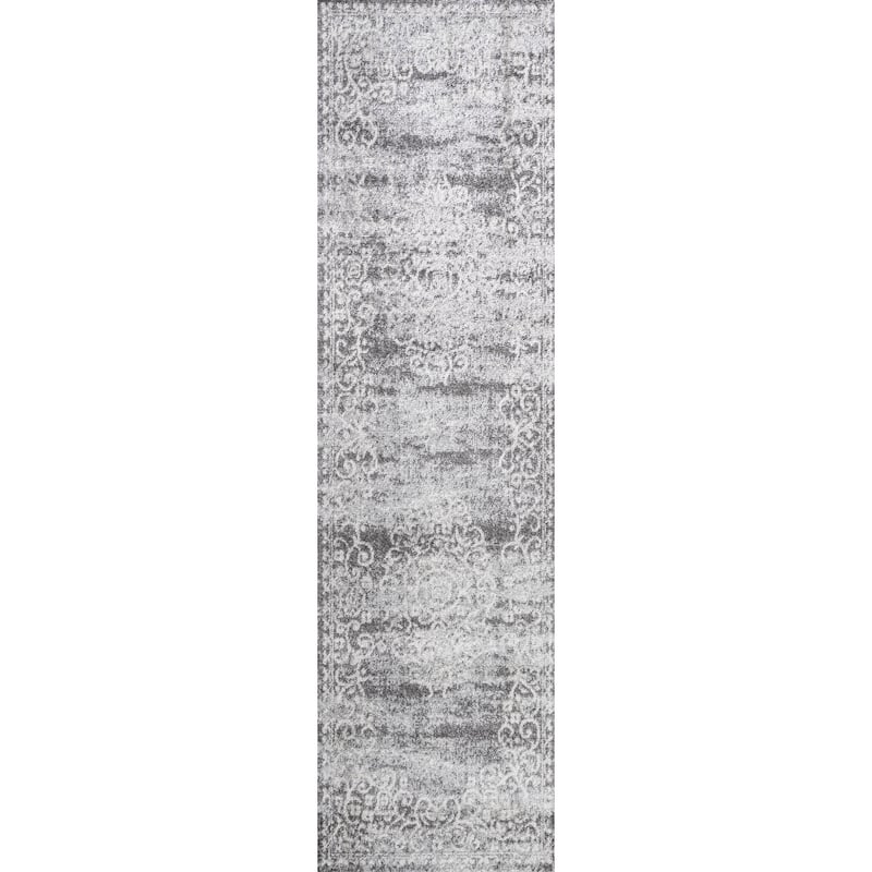 JONATHAN Y Brooklyn Filigree Medallion Area Rug - 2 X 8 - Light Gray/Cream