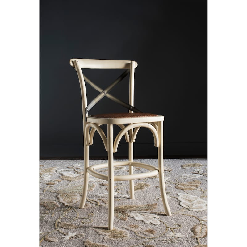 SAFAVIEH Doris 24-inch x-Back Antique White Counter Stool - 20Wx22Dx39H