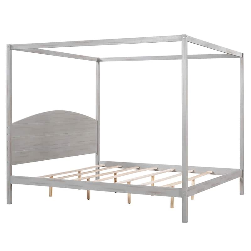 King Size Canopy Bed with Headboard and Support Legs