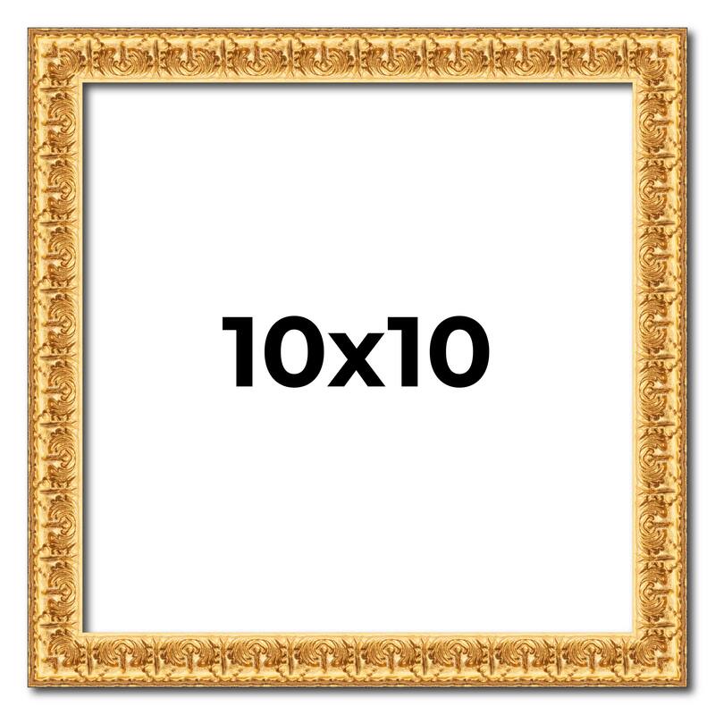 10x10 Frame Gold Real Wood Picture Frame Width 1 inches | Interior