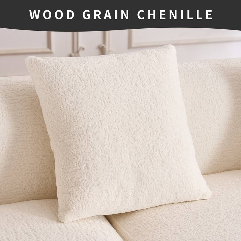 98.4" Chenille L-Shaped Sectional Sofa with Chaise & Pillows