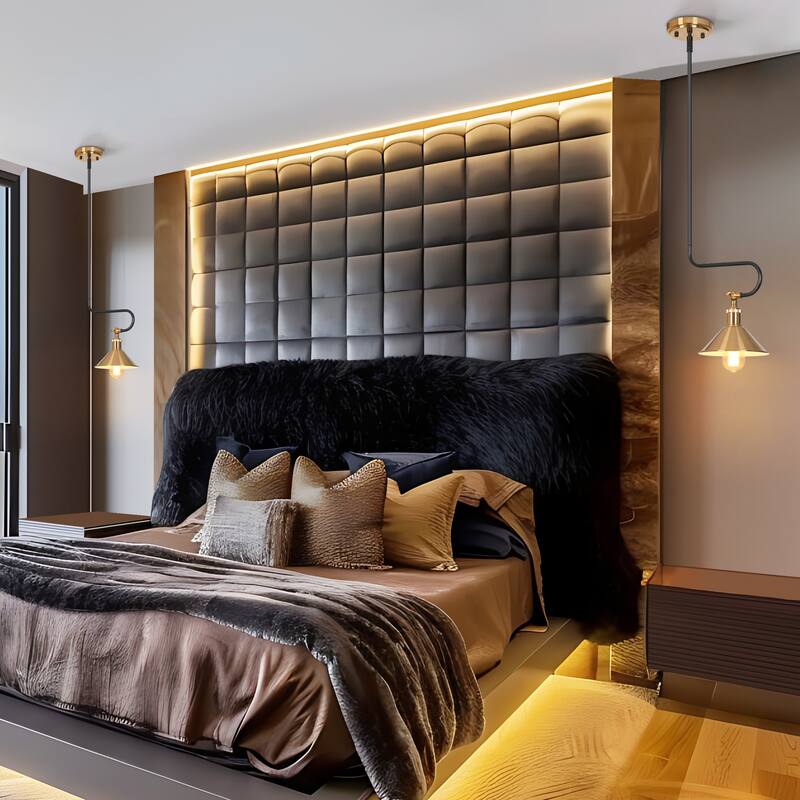 Modern Vintage 1-Light Gold Brass Metal Pendant Light Foyer Ceiling Lights - 10.5" L x 8" W x 12.5" H