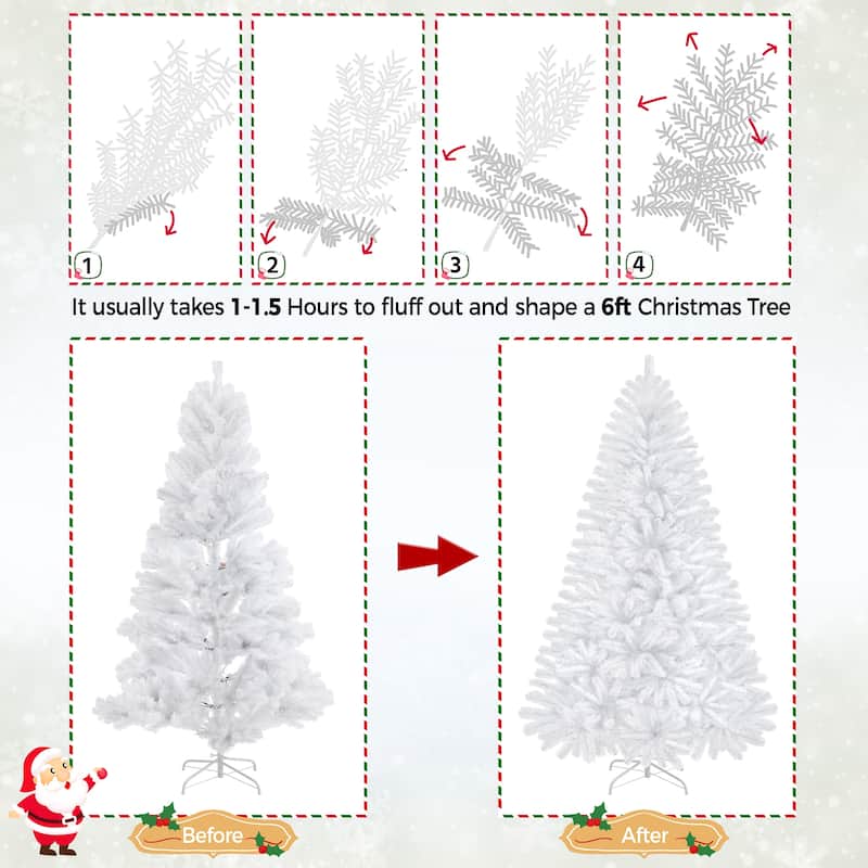 Yaheetech 4.5ft/6ft/7.5ft Pre-Lit Fir Artificial Christmas Tree with 150 Incandescent Warm Lights & 324 Tips