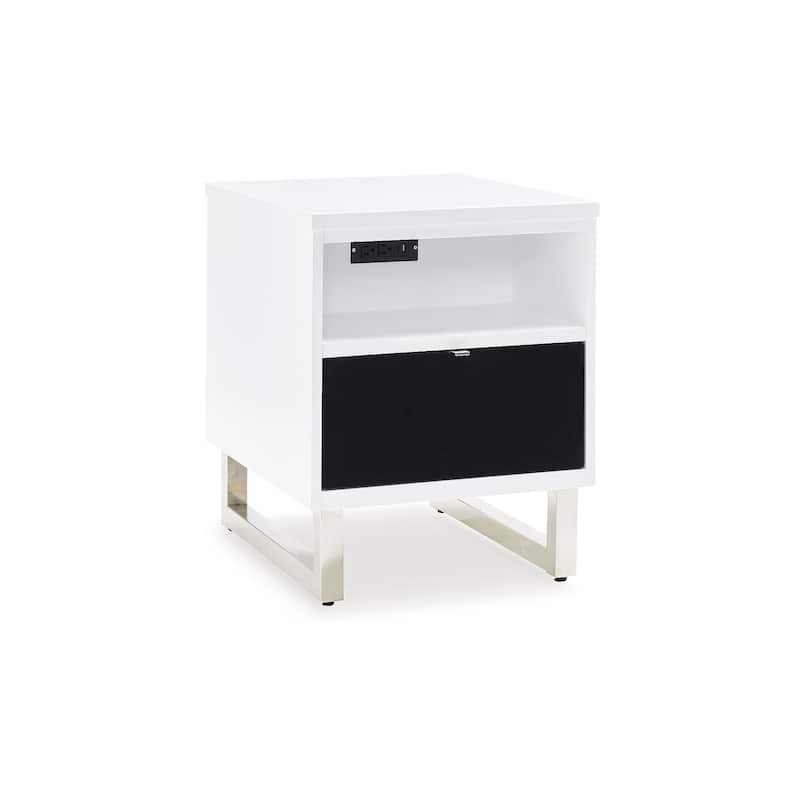 Signature Design by Ashley Gardoni White/Black Chairside End Table - 19.75" W x 24.25" D x 25" H