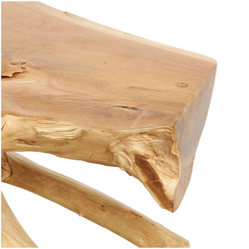 Brown Teak Wood Handmade Live Edge Tree Trunk Console Table