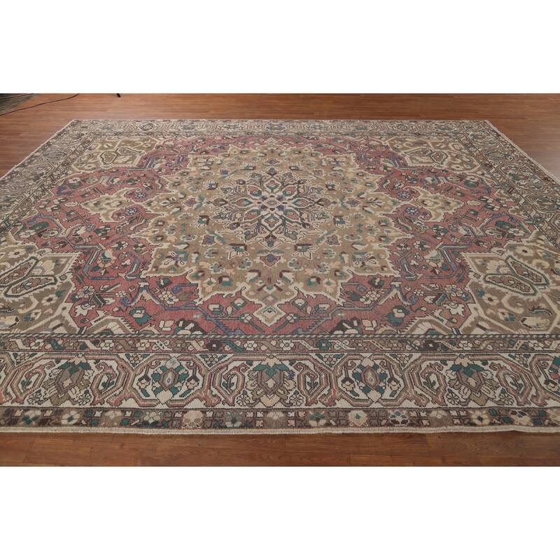 Geometric Bakhtiari Persian Vintage Area Rug Hand-Knotted Wool Carpet - 10'2"x 12'8"