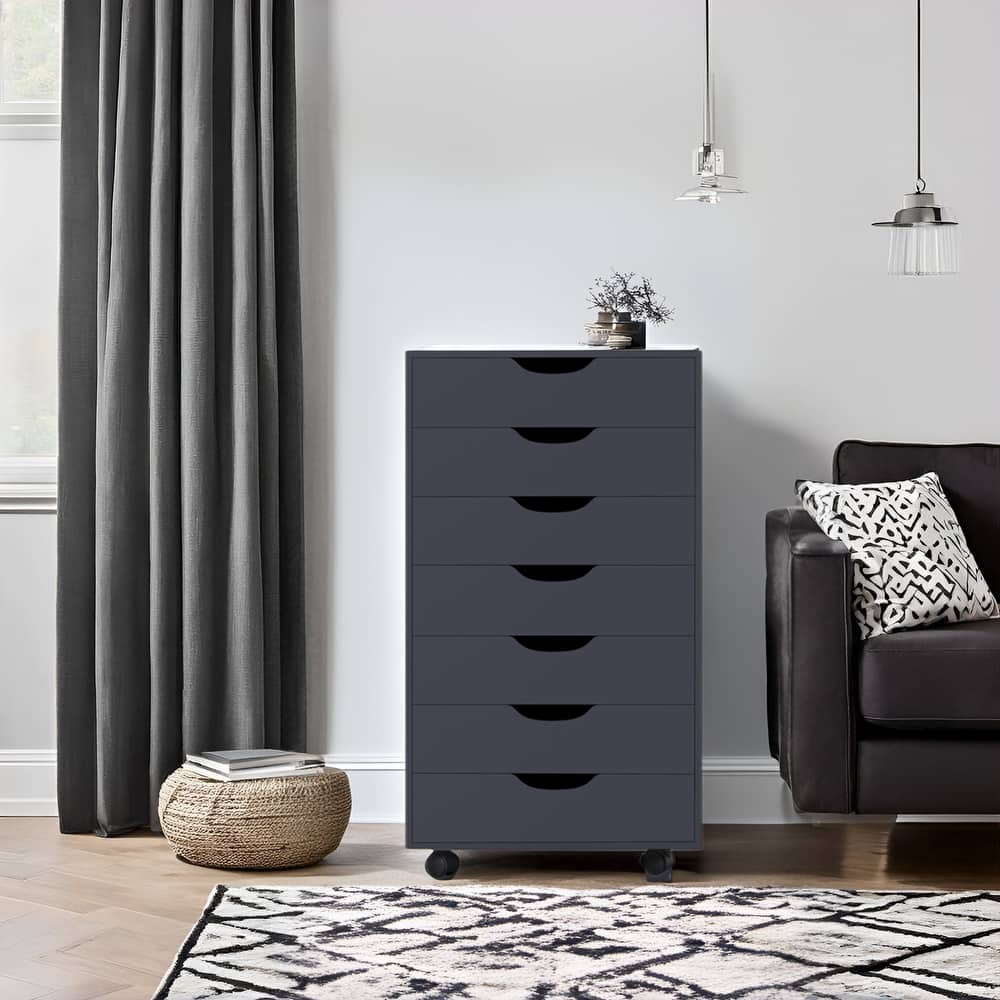 7-Drawer Office Storage Rolling File Cabinet , Mobile Desk Filing Drawer Unit with Swivel Casters, Craft Storage for Home,Office
