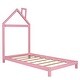 preview thumbnail 3 of 8, Pink Twin Size Wood Platform Bed with House-shaped Headboard