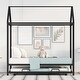preview thumbnail 2 of 7, Black Metal House Bed with Trundle for Kids