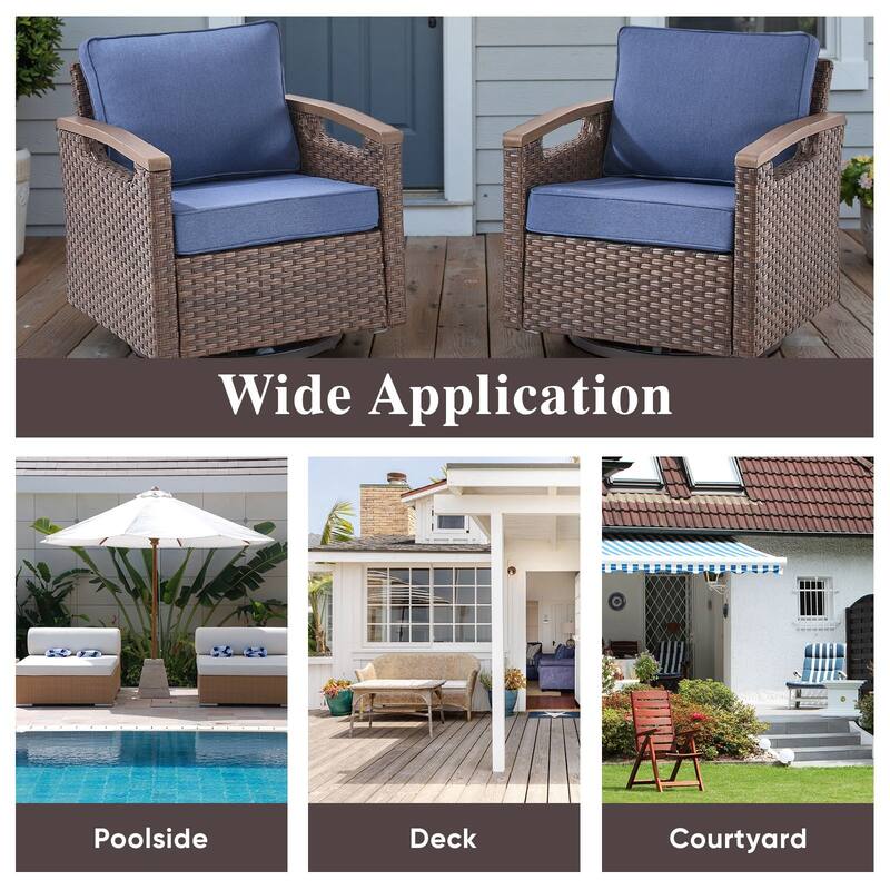 Pocassy Outdoor Swivel Chair with Cushion Set