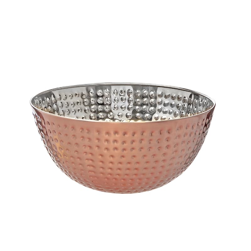 Metallic Rose Hammered Salad Bowl 9.50"