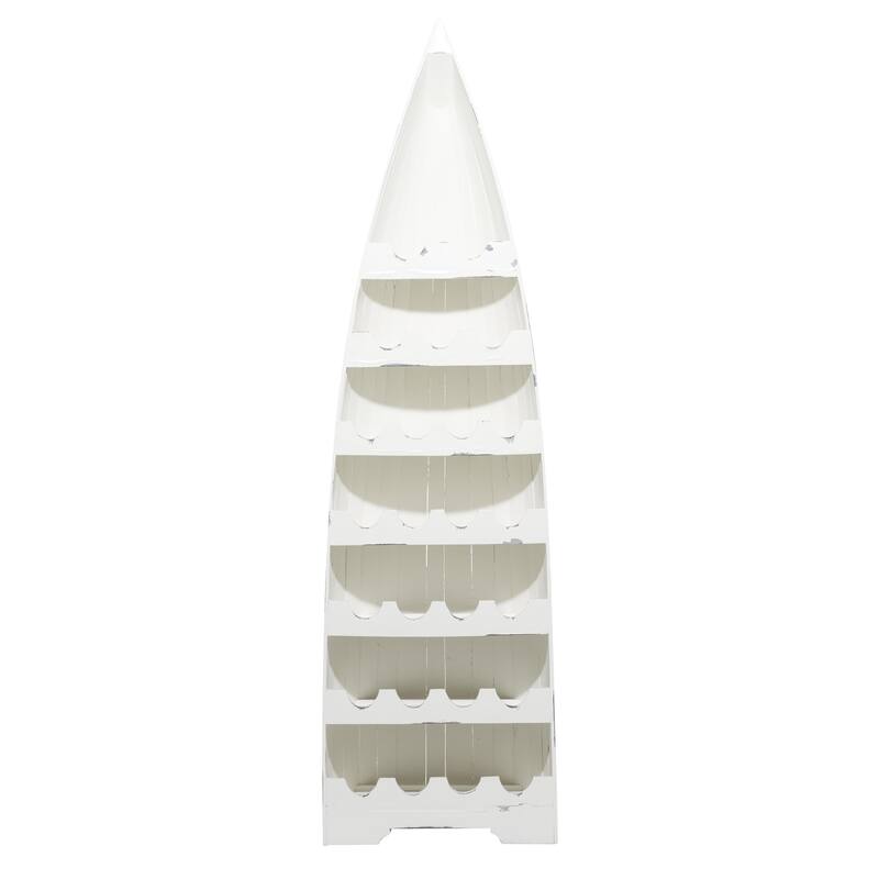 Wood Boat 25 Bottle Standing Wine Rack - White - Roche River Decor