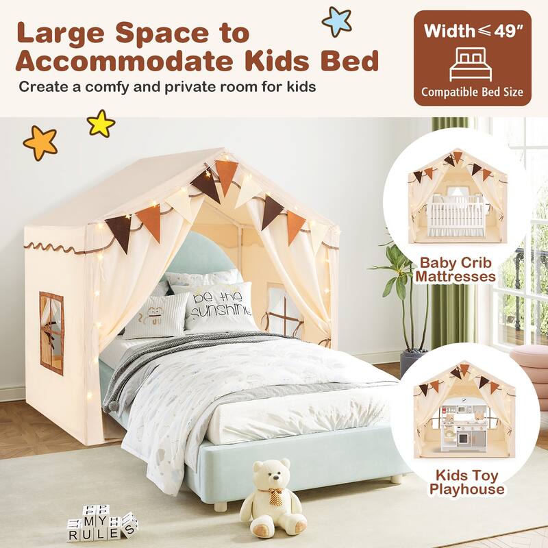 Gymax 3-4 Kids Large Play Tent House w/ 2 Opening Doors Star Lights &