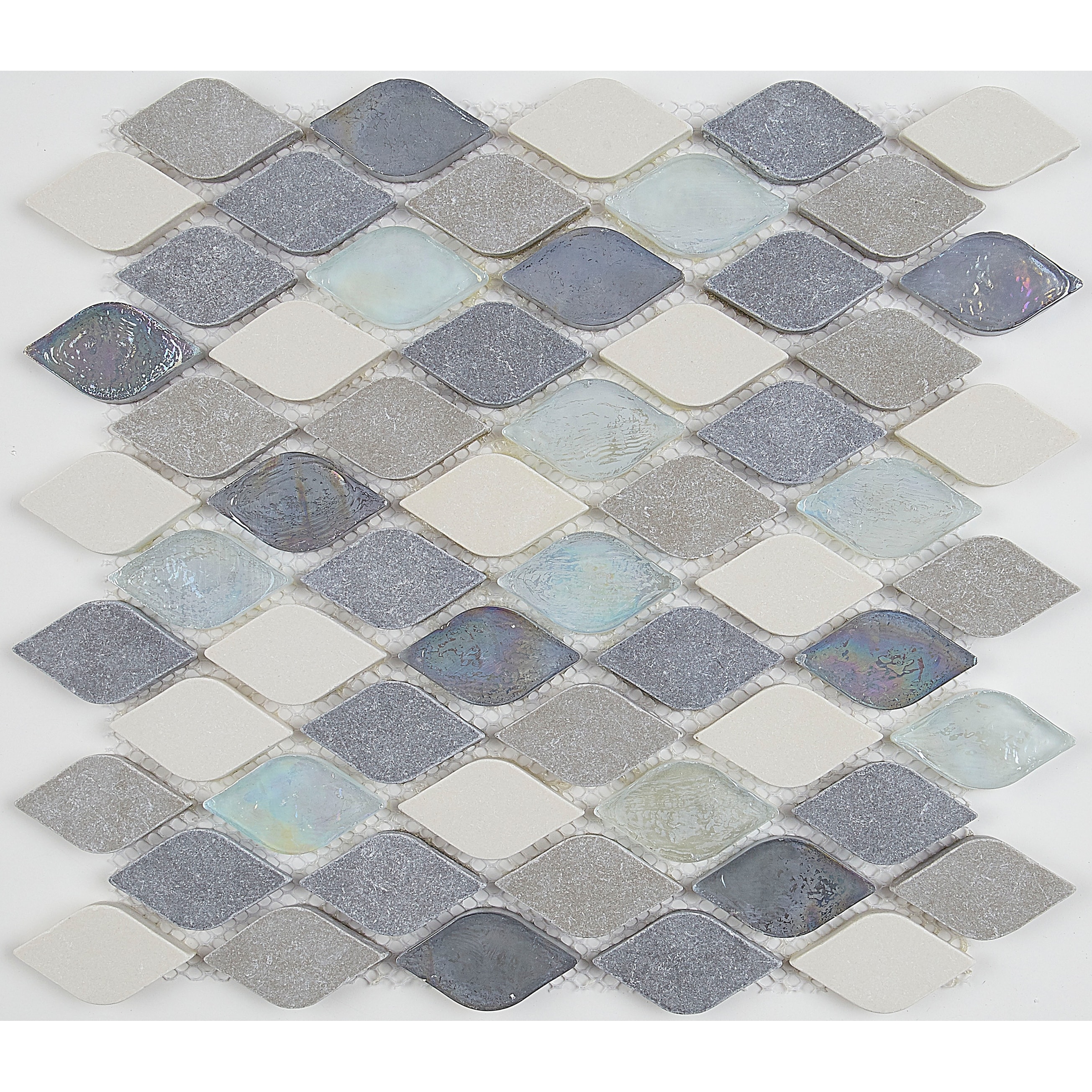 Decorative Accent Rain Drop Stone and Glass Mosaic Tile in Gris et Blanc -  12x13 - Bed Bath \u0026 Beyond - 20774186, image size:2610x2610