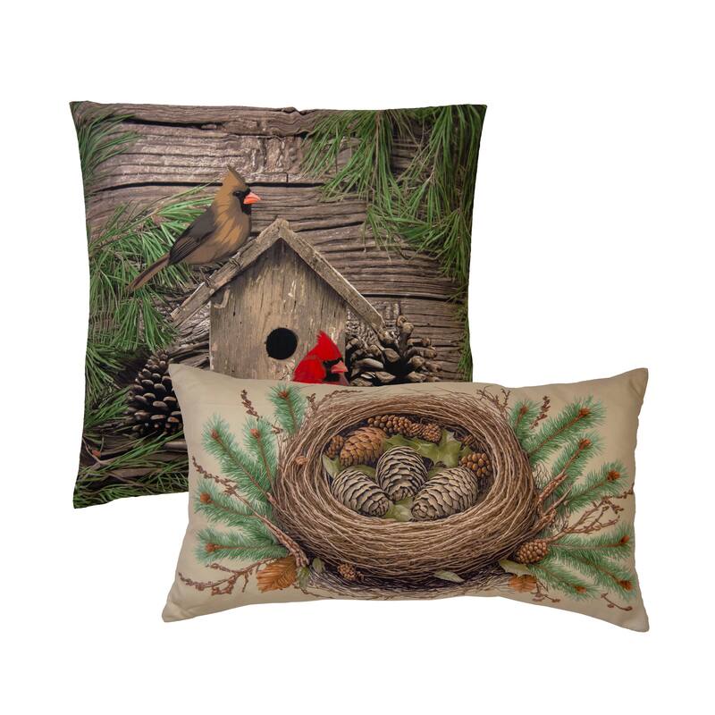 Donna Sharp Cardinal Pine Polyester 2PC Decor Pillow Set - Accent - Cotton - Set of 2