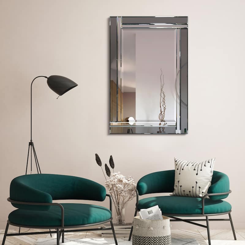 Rectangular Beveled Charcoal Gray Mirror Framed Wall Mirror 24" x 36" - 36" x 24" x 1.2"