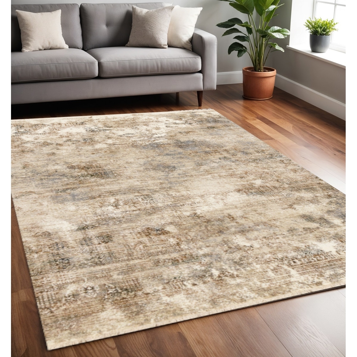 HomeRoots Abstract Modern Rectangle Area Rug - 5' X 8'