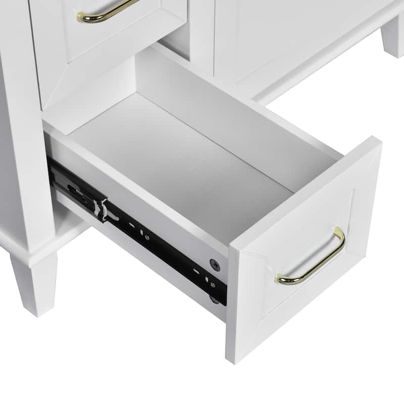 30" Bathroom Vanity with Ceramic Sink, Adjustable Shelf, Soft Close Door, and Three Soft Close Drawers