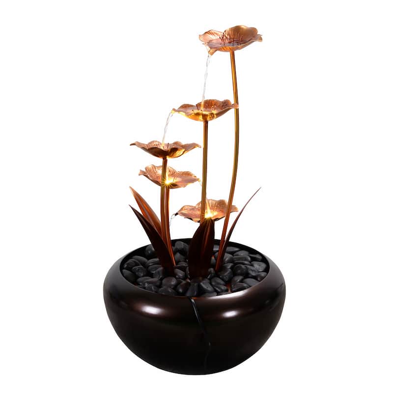 LED Lighted Cascading Outdoor Garden Water Fountain - 31.5" - Warm White