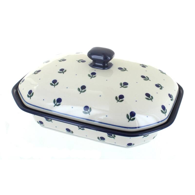 Blue Rose Polish Pottery 662 Ceramika Artystyczna Medium Covered Baker - Blueberry