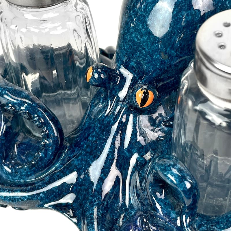 Octopus Salt And Pepper Shaker Set Coastal Dining Decor - 3.5 X 6 X 5.5 inches