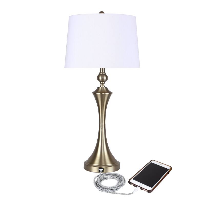 Flint 30.75" Metal Table Lamp with USB (Set of 2)