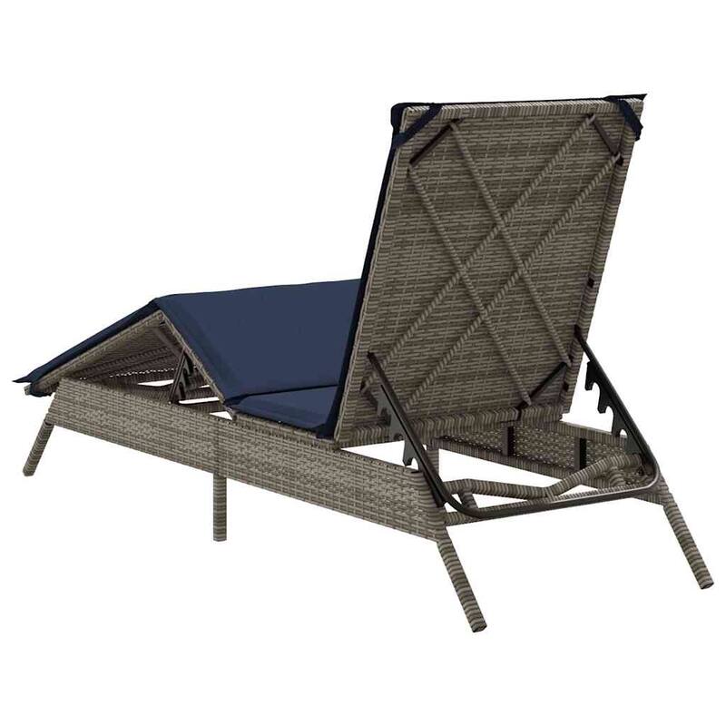 vidaXL Sun Lounger with Cushion Chaise Lounge Poly Rattan Brown/Gray/Black - 9.1 x 31.0 x 13.2