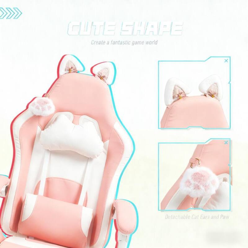 Faux Leather Gaming Chair with Footrest, Racing Gamer Chair, Headrest and Lumbar Support