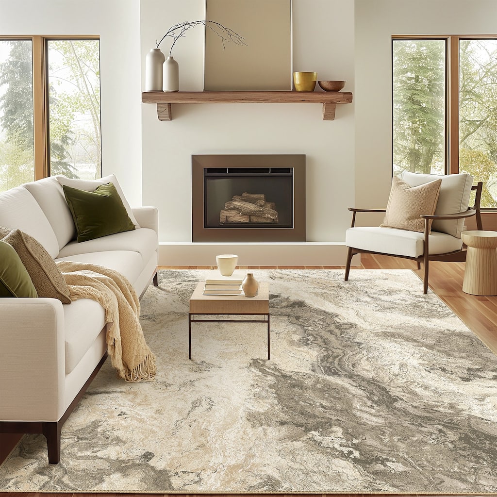 Mcow Abstract Pattern Medium-Pile Machine-Washable Non-Slip Area Rug - 8' x 10'