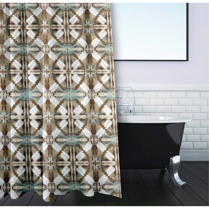 Beach Tile Geometric Print Shower Curtain