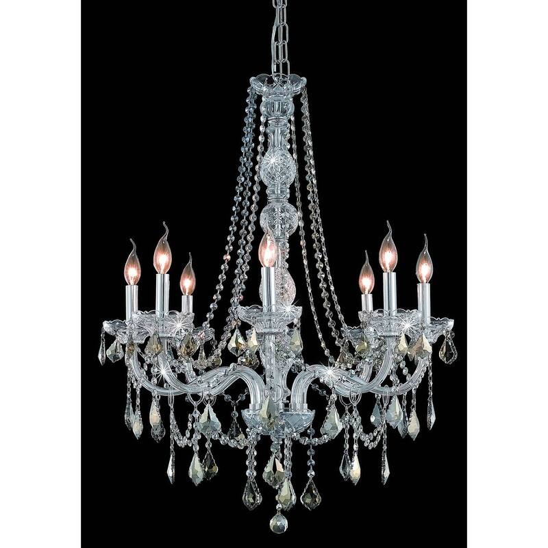 Verona 8-Light 28 in. Chandelier (Available in Chrome, Golden Teak, Silver Shade) - chrome (royal cut crystals)