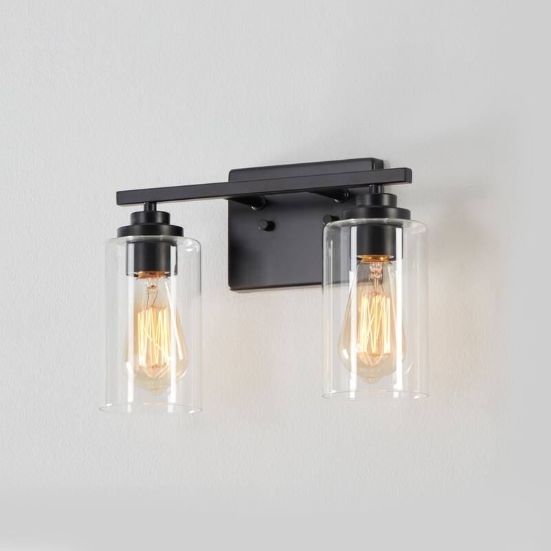 KAWOTI 2-Light Dimmable Bathroom Vanity Light with Clear Glass Shade