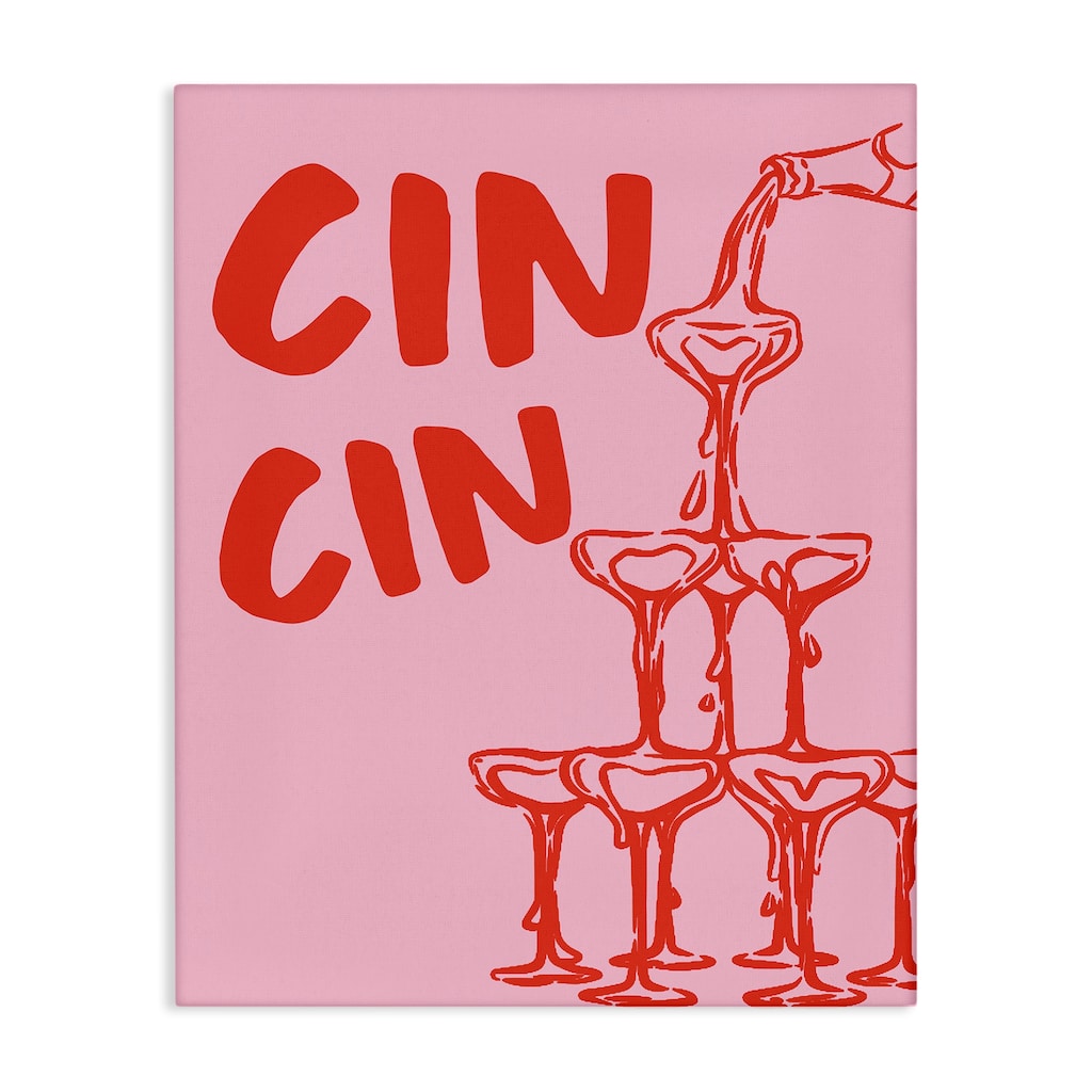 Stupell Cin Cin Champagne Tower Canvas Wall Art Design By House of Lulu