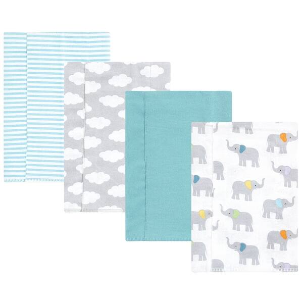 slide 1 of 1, Hudson Baby Cotton Flannel Burp Cloths, Teal Elephant, One Size - Teal Elephant 4 Pack - One Size